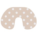 Polka Dots - White on Almond Brown Travel Neck Pillow