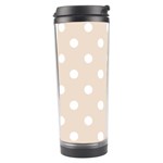 Polka Dots - White on Almond Brown Travel Tumbler