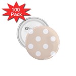 Polka Dots - White on Almond Brown 1.75  Button (100 pack)