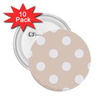 Polka Dots - White on Almond Brown 2.25  Button (10 pack)