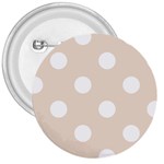 Polka Dots - White on Almond Brown 3  Button