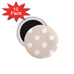 Polka Dots - White on Almond Brown 1.75  Magnet (10 pack)