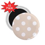 Polka Dots - White on Almond Brown 2.25  Magnet (10 pack)