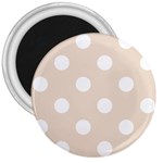 Polka Dots - White on Almond Brown 3  Magnet