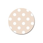 Polka Dots - White on Almond Brown Magnet 3  (Round)