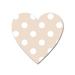 Polka Dots - White on Almond Brown Magnet (Heart)