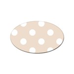 Polka Dots - White on Almond Brown Sticker Oval (100 pack)