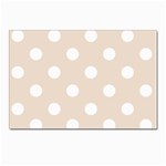 Polka Dots - White on Almond Brown Postcard 4  x 6 