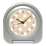 Polka Dots - White on Pastel Brown Desk Alarm Clock