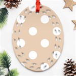 Polka Dots - White on Pastel Brown Oval Filigree Ornament (Two Sides)