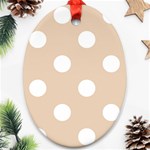 Polka Dots - White on Pastel Brown Ornament (Oval)