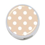 Polka Dots - White on Pastel Brown 4-Port USB Hub (Two Sides)