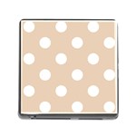 Polka Dots - White on Pastel Brown Memory Card Reader (Square)