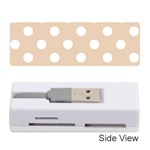 Polka Dots - White on Pastel Brown Memory Card Reader (Stick)