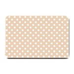 Polka Dots - White on Pastel Brown Small Doormat