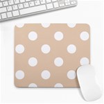 Polka Dots - White on Pastel Brown Large Mousepad