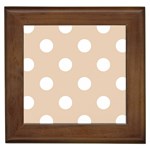 Polka Dots - White on Pastel Brown Framed Tile