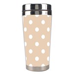 Polka Dots - White on Pastel Brown Stainless Steel Travel Tumbler