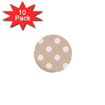 Polka Dots - White on Pastel Brown 1  Mini Button (10 pack)