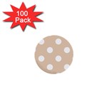 Polka Dots - White on Pastel Brown 1  Mini Button (100 pack)