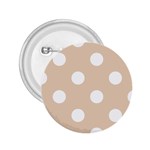 Polka Dots - White on Pastel Brown 2.25  Button