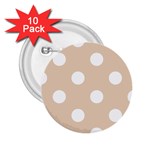 Polka Dots - White on Pastel Brown 2.25  Button (10 pack)