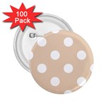 Polka Dots - White on Pastel Brown 2.25  Button (100 pack)