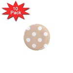 Polka Dots - White on Pastel Brown 1  Mini Magnet (10 pack)