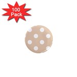 Polka Dots - White on Pastel Brown 1  Mini Magnet (100 pack)