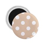 Polka Dots - White on Pastel Brown 2.25  Magnet