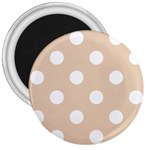 Polka Dots - White on Pastel Brown 3  Magnet