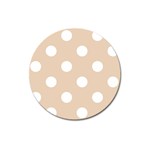 Polka Dots - White on Pastel Brown Magnet 3  (Round)