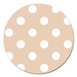 Polka Dots - White on Pastel Brown Magnet 5  (Round)