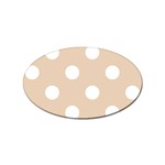 Polka Dots - White on Pastel Brown Sticker (Oval)