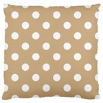 Polka Dots - White on Tan Brown Large Cushion Case (One Side)