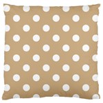 Polka Dots - White on Tan Brown Large Flano Cushion Case (One Side)