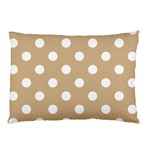 Polka Dots - White on Tan Brown Pillow Case (One Side)