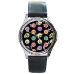 pastel smiley faces Round Metal Watch