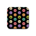 pastel smiley faces Rubber Coaster (Square)