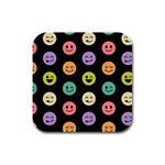 pastel smiley faces Rubber Square Coaster (4 pack)