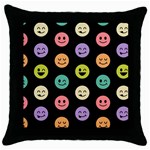 pastel smiley faces Throw Pillow Case (Black)