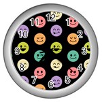 pastel smiley faces Wall Clock (Silver)