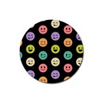 pastel smiley faces Rubber Round Coaster (4 pack)