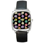 pastel smiley faces Square Metal Watch