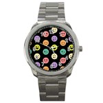 pastel smiley faces Sport Metal Watch