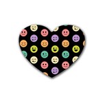 pastel smiley faces Rubber Coaster (Heart)