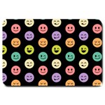 pastel smiley faces Large Doormat