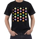 pastel smiley faces Men s T-Shirt (Black)