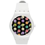 pastel smiley faces Round Plastic Sport Watch (M)