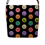 pastel smiley faces Flap Closure Messenger Bag (L)